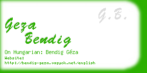 geza bendig business card