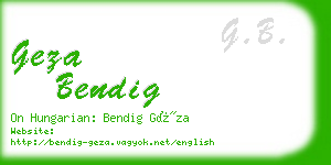 geza bendig business card